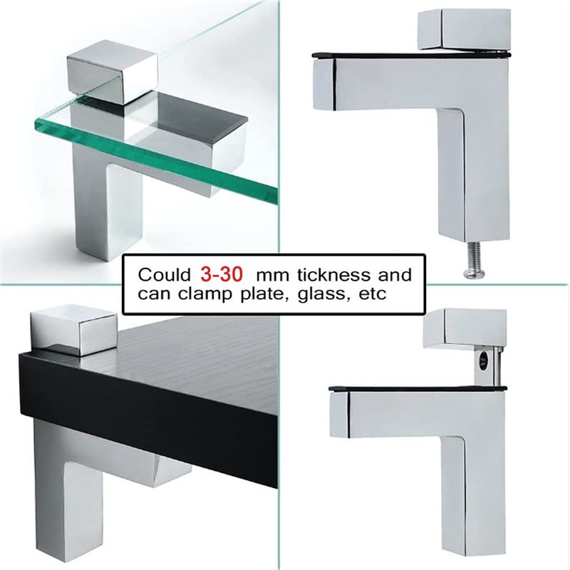 AWEN 4 Pcs Adjustable Wood/Glass Floating Shelf Brackets Wall Mount  Polished Chrome - Image 3